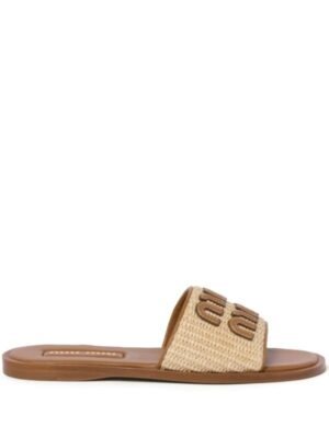 Miu Miu Canvas Sandals Naturale
