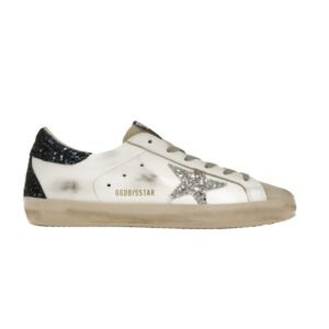 Golden Goose Super-Star with silver star and brown glitter heel tab