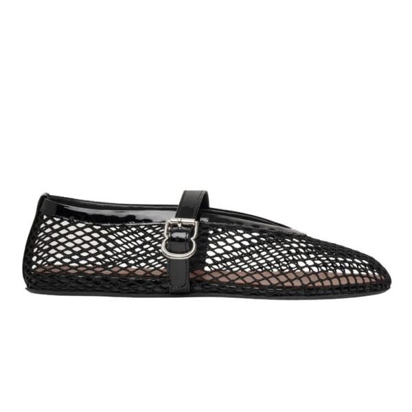Alaïa Velvet-Effect Fishnet Ballet Flats in Black