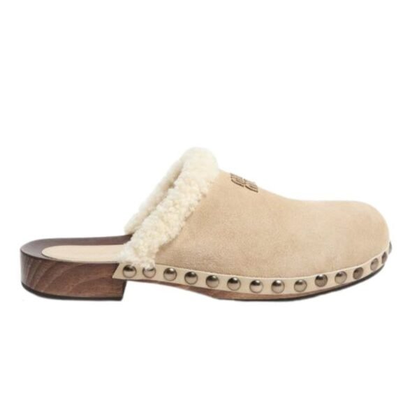 Miu Miu shearling-trimmed suede clogs